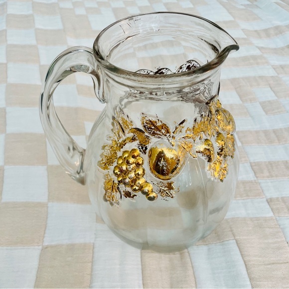 VINTAGE Golden Fruit Pitcher !! - Picture 4 of 6
